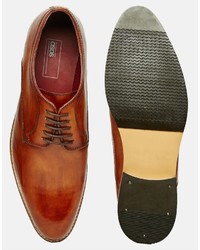 Asos Brand Derby Shoes In Tan Leather