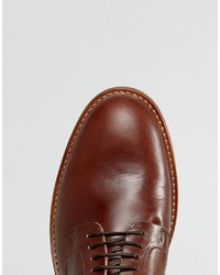 Asos Derby Shoes In Brown Leather With Natural Sole