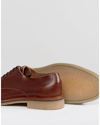 Asos Derby Shoes In Brown Leather With Natural Sole