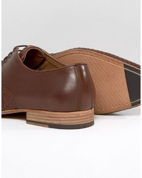 Asos Derby Shoes In Brown Leather With Weave Detail