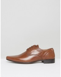 Asos Derby Shoes In Tan Leather With Emboss Detail