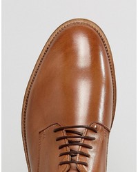 Asos Derby Shoes In Tan Leather With Natural Sole