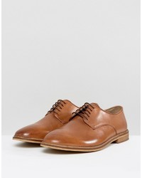 Asos Derby Shoes In Tan Leather With Natural Sole