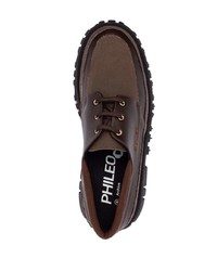 PHILEO PARIS Logo Embroidery Lace Up Derby Shoes