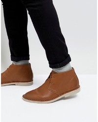 ASOS DESIGN Asos Desert Boots In Tan Faux Leather