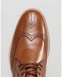 Asos Brogue Chukka Boots In Tan Leather