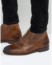 Asos Chukka Boots In Brown Leather With Fleece Lining