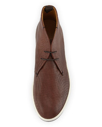 Giorgio Armani Textured Leather Chukka Boot Brown