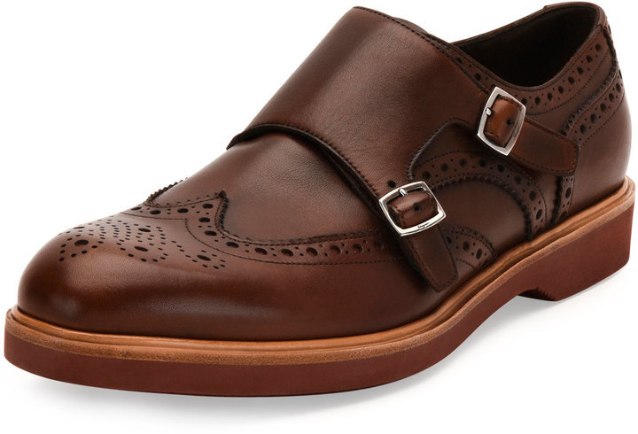 Brown Double Monks for men  Handmade by Cambrillón Bespoke Leather