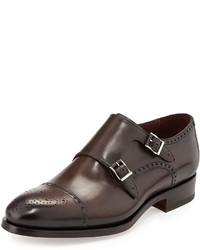 Magnanni For Neiman Marcus Leather Double Monk Shoe Brown