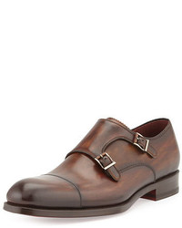 Magnanni For Neiman Marcus Leather Double Monk Shoe Brown