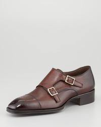 Tom Ford Gianni Double Monk Strap Loafer Brown
