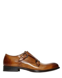 Hand Painted Leather Monk Strap Shoes