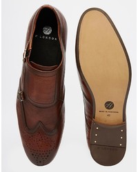 Hudson London Castleton Leather Monk Shoes