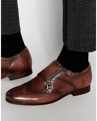 Hudson London Castleton Leather Monk Shoes