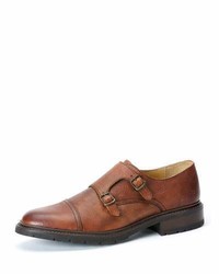 Frye James Leather Double Monk Shoe Brown