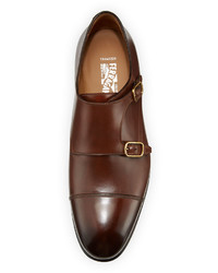Salvatore Ferragamo Leather Double Monk Shoe Brown