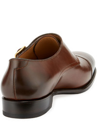 Salvatore Ferragamo Leather Double Monk Shoe Brown
