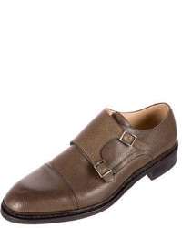 Paraboot Leather Double Monk Strap Loafers