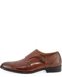 Kenneth Cole Lyfe Of Leisure Leather Double Monk Shoe With Silver Technology Brown