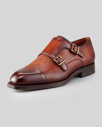 Magnanni Monk Strap Mixed Leather Loafer