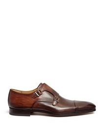 Magnanni Two Tone Leather Monk Strap Shoes