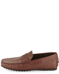 Tod's City Textured Leather Driver Light Brown