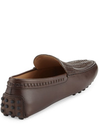Tod's Gommini Woven Leather Driver Brown