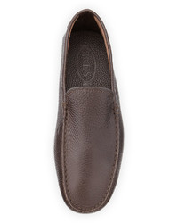 Tod's Pebbled Leather Driver Brown