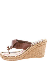 Burberry Leather Espadrille Wedges