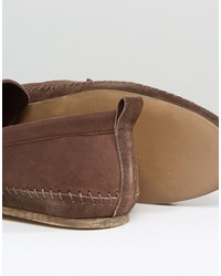 Frank Wright Slip On Espadrilles Shoes In Brown Leather