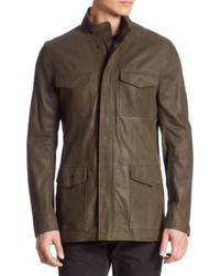 Armani Collezioni Washed Leather Field Jacket