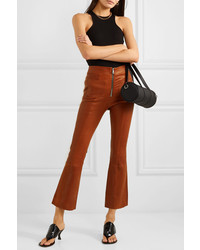Sprwmn Cropped Stretch Leather Flared Pants