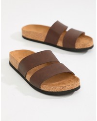 Monki Double Strap Sandals In Brown