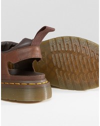 Dr. Martens Dr Martens Hayden Grunge Tan Leather T Bar Flat Sandals