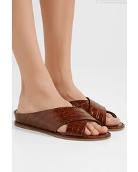 Gabriela Hearst Ellington Croc Effect Leather Wedge Sandals