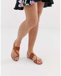 ASOS DESIGN Flisse Leather Flat Sandals