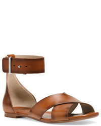 Michl Kors Collection Robbie Vachetta Leather Flat Sandals