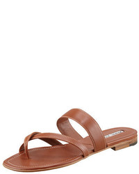 Manolo Blahnik Susa Flat Leather Sandal