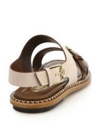 Tod's Two Tone Suede Leather Flat Sandals