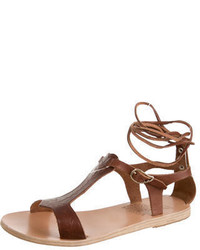 Ancient Greek Sandals Leather Round Toe Sandals