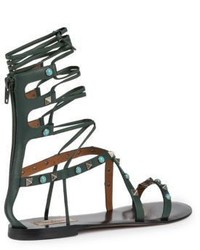Valentino Vitello Multi Studded Leather Gladiator Sandals