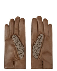 Gucci Brown Leather And G Gloves