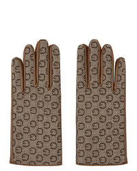 Gucci Brown Leather And G Gloves