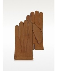 Forzieri Cashmere Lined Brown Italian Calf Leather Gloves