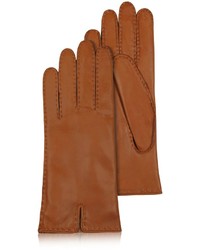 Forzieri Cashmere Lined Brown Italian Leather Gloves