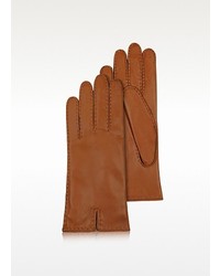 Forzieri Cashmere Lined Brown Italian Leather Gloves