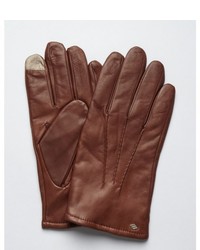 Joseph Abboud Dark Brown Leather And Cashmere Lined Touch Technology Gloves