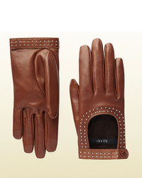 Gucci Studded Leather Gloves With Cut Out