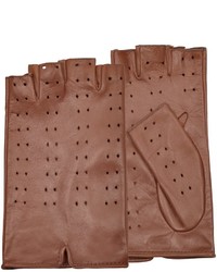 Forzieri Tan Perforated Fingerless Leather Gloves